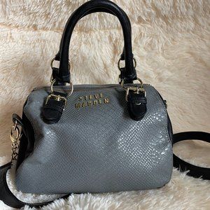 Steve Madden Grey Crocodile Print Bag w/ Top Handles and Removable Long strap